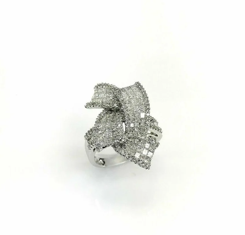 2.12 Carats Diamond Invisible Set Celebration/Anniversary Ring 18K White Gold