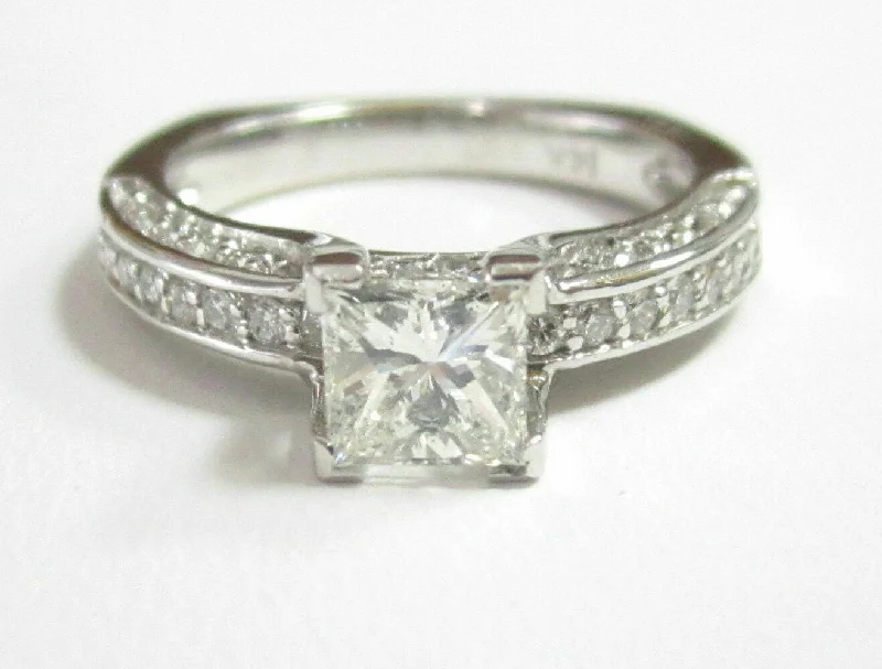 2.32 TCW Princess Cut Diamond Engagement Ring Size 6.75 H SI2 14k White Gold