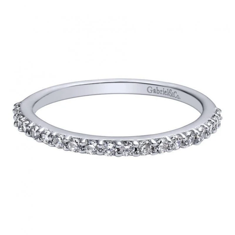 Prong Set Diamond Wedding Band .27Cttw 14K White Gold 143B