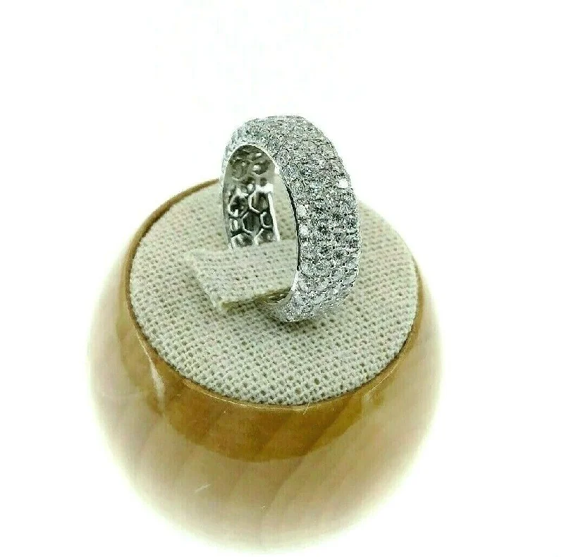 3.02 Carat t.w. Diamond Pave 5 Row Wedding/Anniversary Ring 18K White Gold G SI