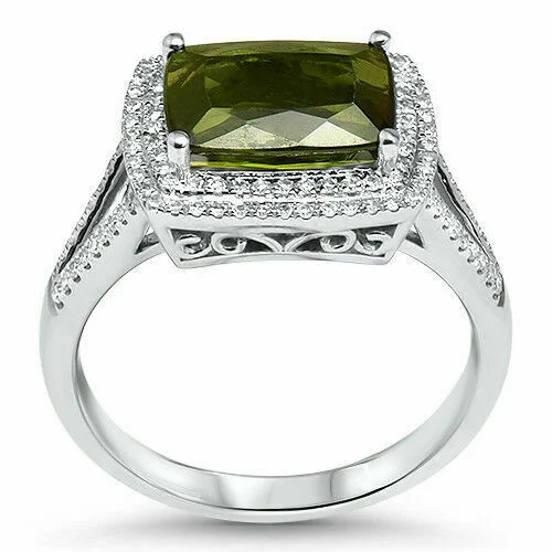 3.19 TCW Tourmaline with Diamond Accents 14K White Gold Ring Size 6.5