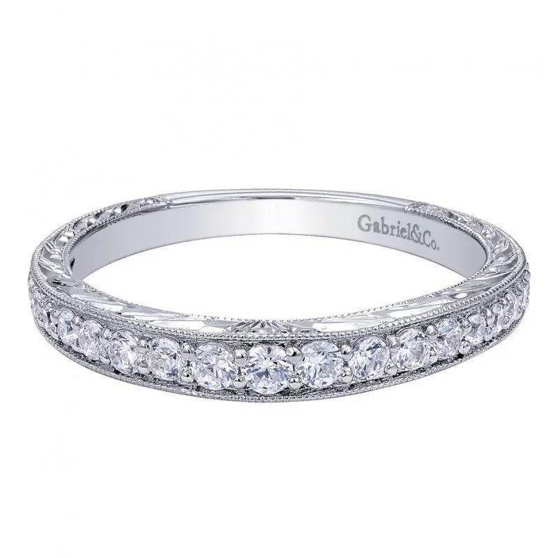 Graduated Round Diamond Band .31Cttw 14K White Gold  147B