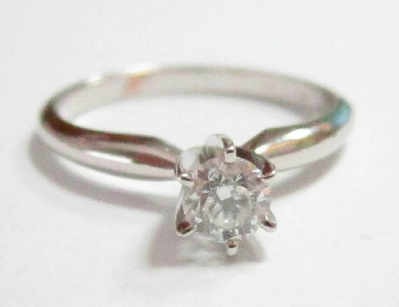 .35 TCW Round Cut Diamond Solitaire Engagement Size 5.5 H SI2 14k White Gold