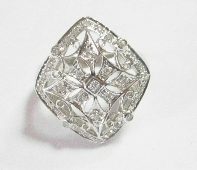 .50 TCW Art-Deco Round Cut Diamond Cocktail Ring Size 7 G SI1 14k White Gold