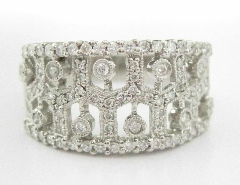 .60ct Round Brilliant Cut Art Deco Diamond Cocktail Ring Size 9.5 14k White Gold