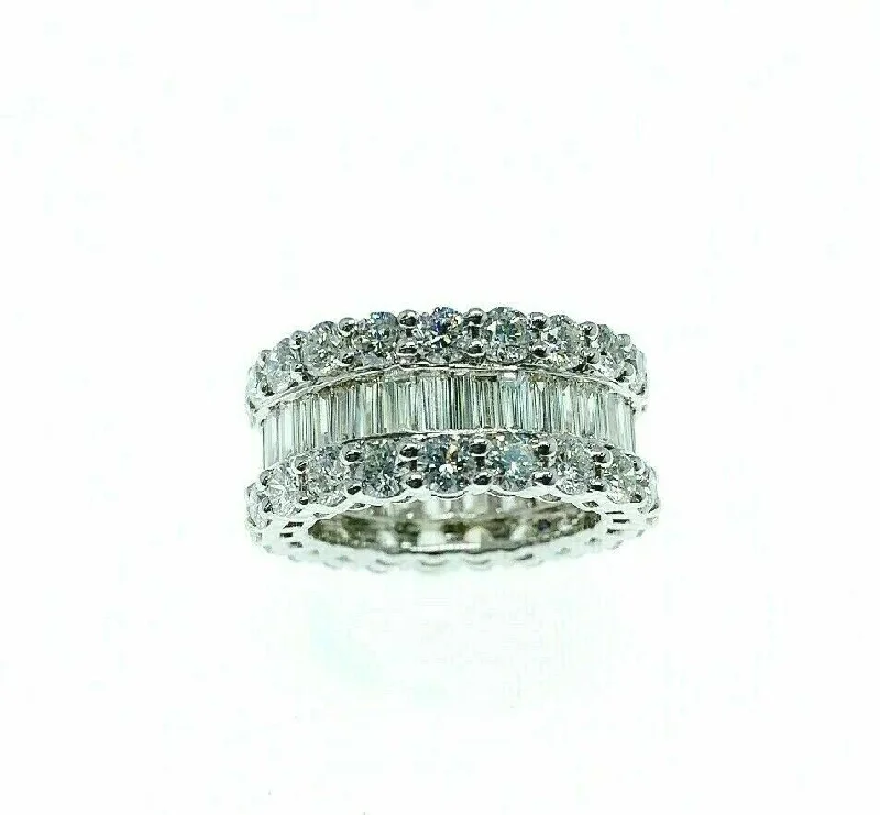 8.90 Carats t.w. Diamond Anniversary Eternity Ring 18K White Gold 10.5 mm Width