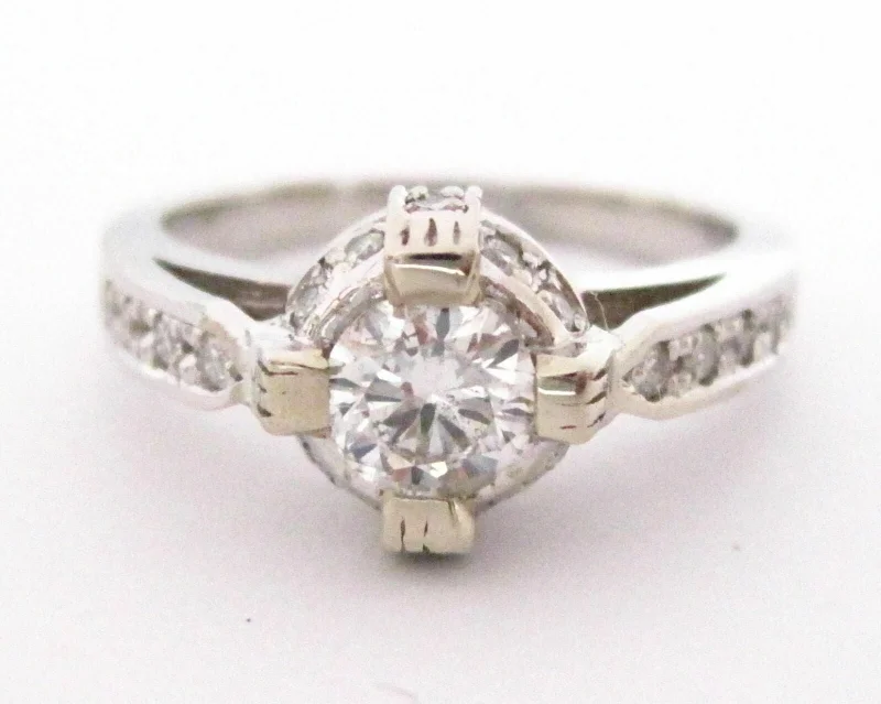 .83 TCW Round Brilliant Cut Diamond Cocktail Ring Size 7.5 G SI1 14k White Gold