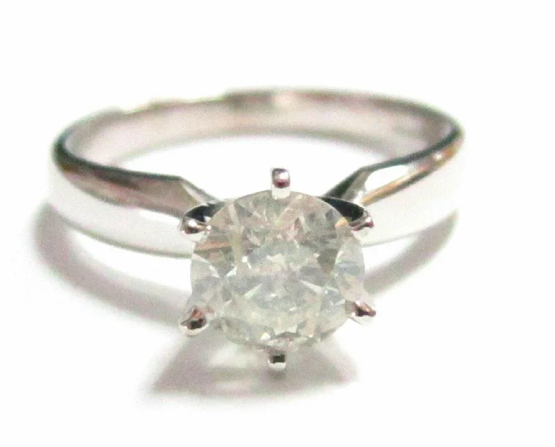 .88 TCW Round Cut Diamond Solitaire Engagement Ring Size 5.5 G I1 14k White Gold