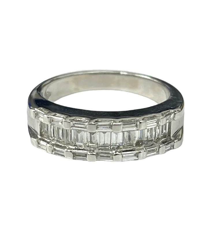 Baguettes Lady's Diamond Band Ring White Gold 14kt