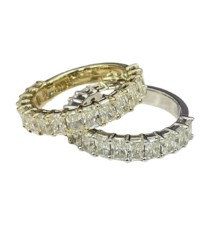 Custom Two Radiant Diamond Rings Yellow and White Gold 14KT