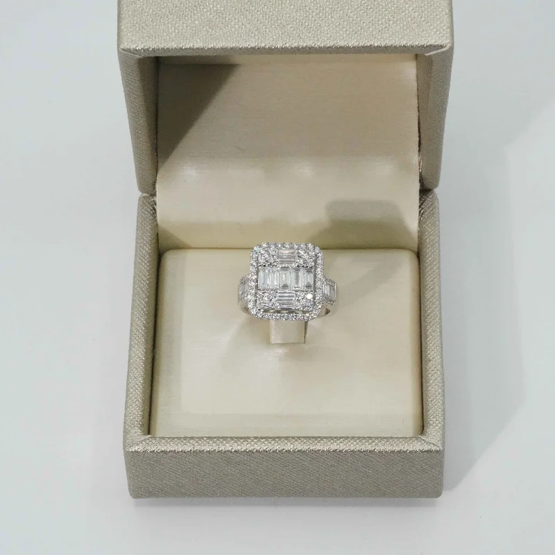 Diamond Wedding Anniversary Ring 2.33 Carats 18K White Gold