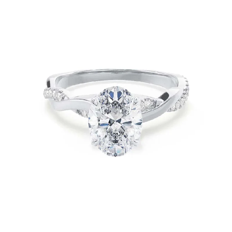 EDEN - Oval Lab Diamond 18k White Gold Vine Solitaire