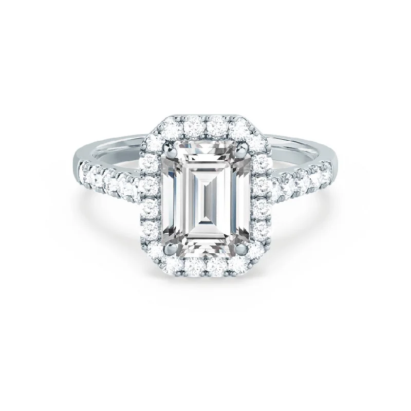 ESME - Emerald Lab Diamond & Diamond 18k White Gold Halo