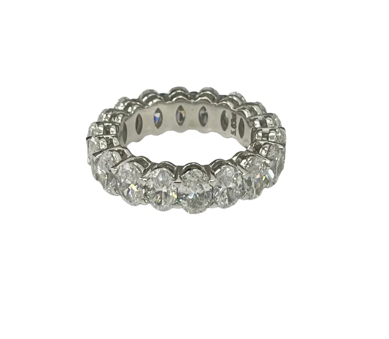 Eternity Oval Diamond Ring 5.63 Carats White Gold 14kt