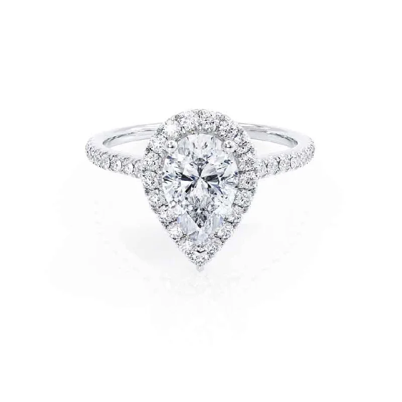 HARLOW - Pear Moissanite & Diamond 18k White Gold Halo