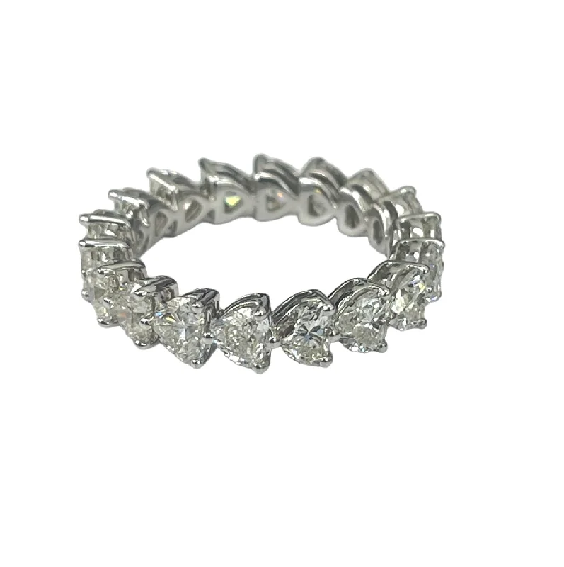 Heart Diamonds Eternity Ring White Gold 14KT