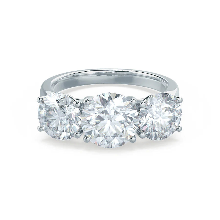 Leanora - Round Lab Diamond 18k White Gold Trilogy Ring