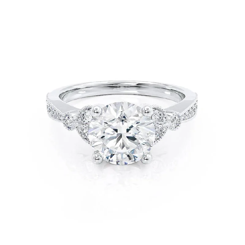 LILIANA - Round Lab Diamond 18k White Gold Shoulder Set Ring