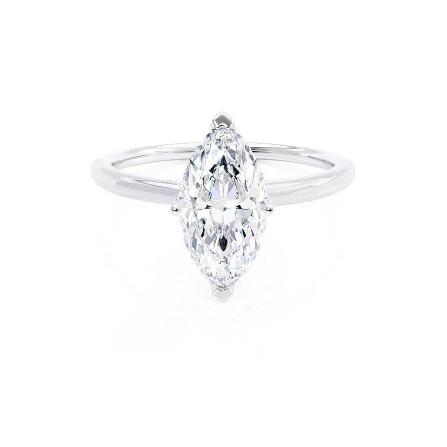 LULU - Marquise Lab Diamond 18k White Gold Petite Solitaire