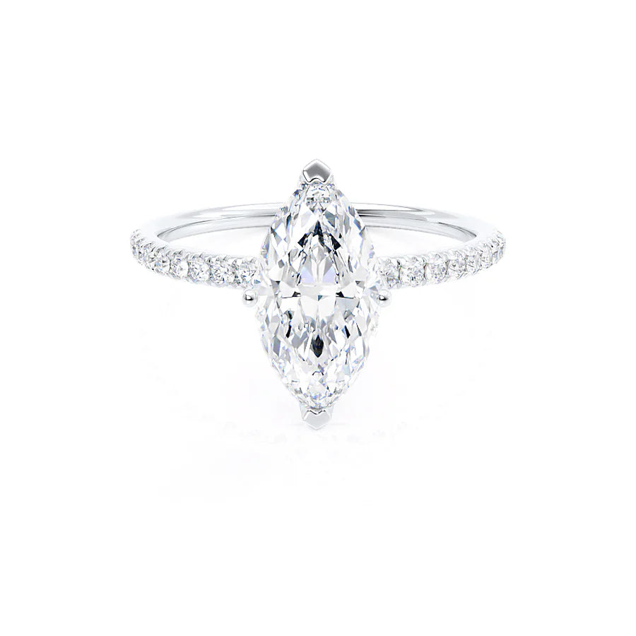 MACY - Marquise Lab Diamond 18k White Gold Petite Solitaire