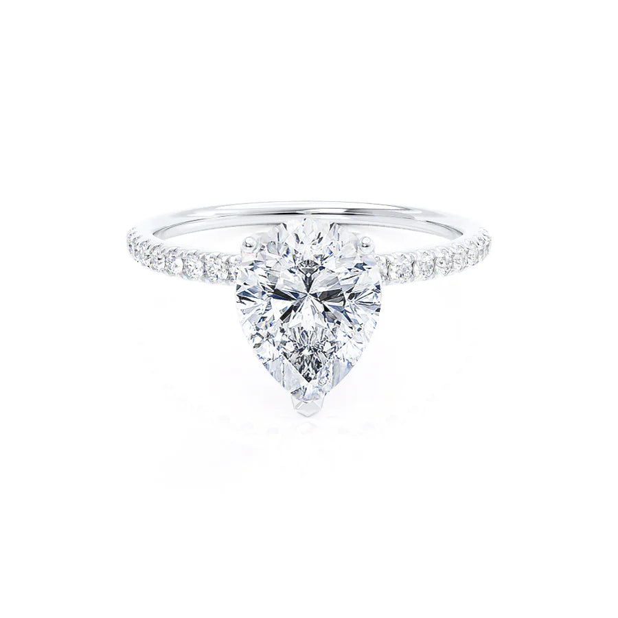 MACY - Pear Lab Diamond 18k White Gold Petite Solitaire