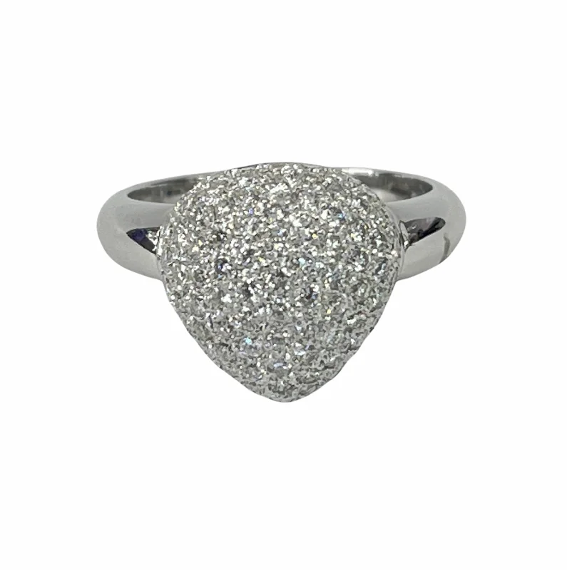 Micro Pave Pear Round Brilliants Diamond Ring White Gold