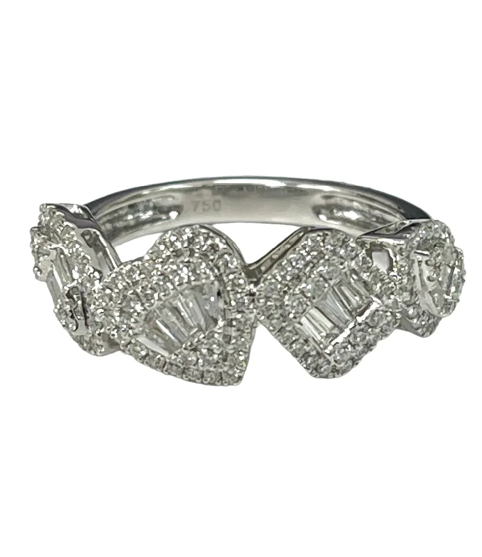 Mixed Shapes Cluster Diamond Ring White Gold 18kt