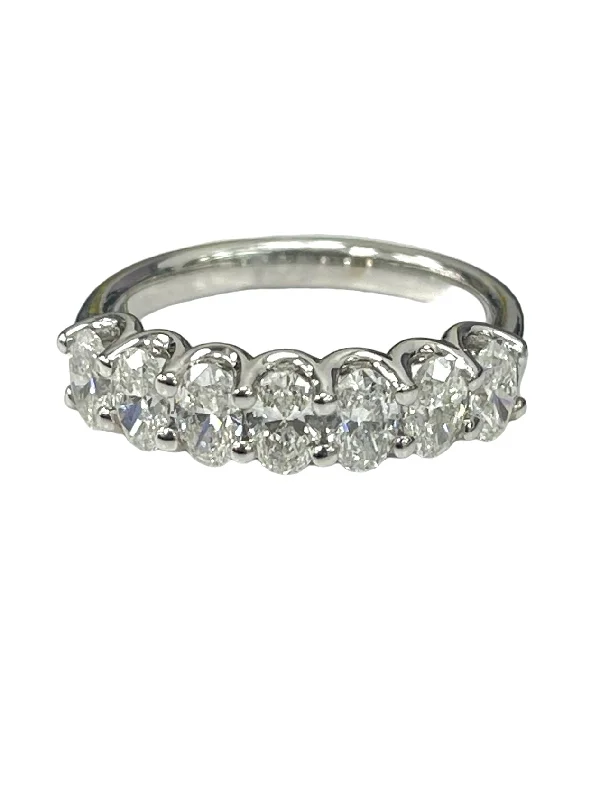 Oval Diamond Seven Stone Anniversary Ring White Gold 18kt