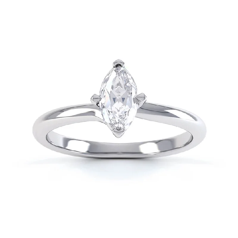 RAVEN - Marquise Moissanite 18k White Gold Twist Solitaire Ring