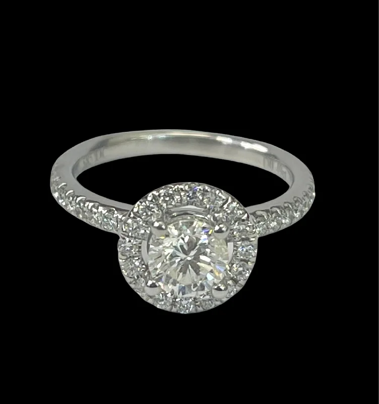 Round Brilliant Halo Diamond Engagement Ring White Gold