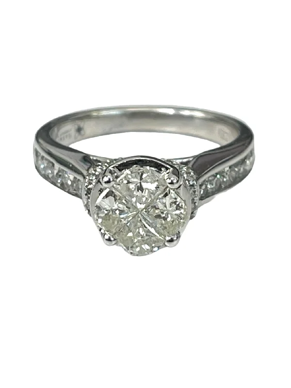 Shield Cut Special Diamond Cluster Ring White Gold 14kt