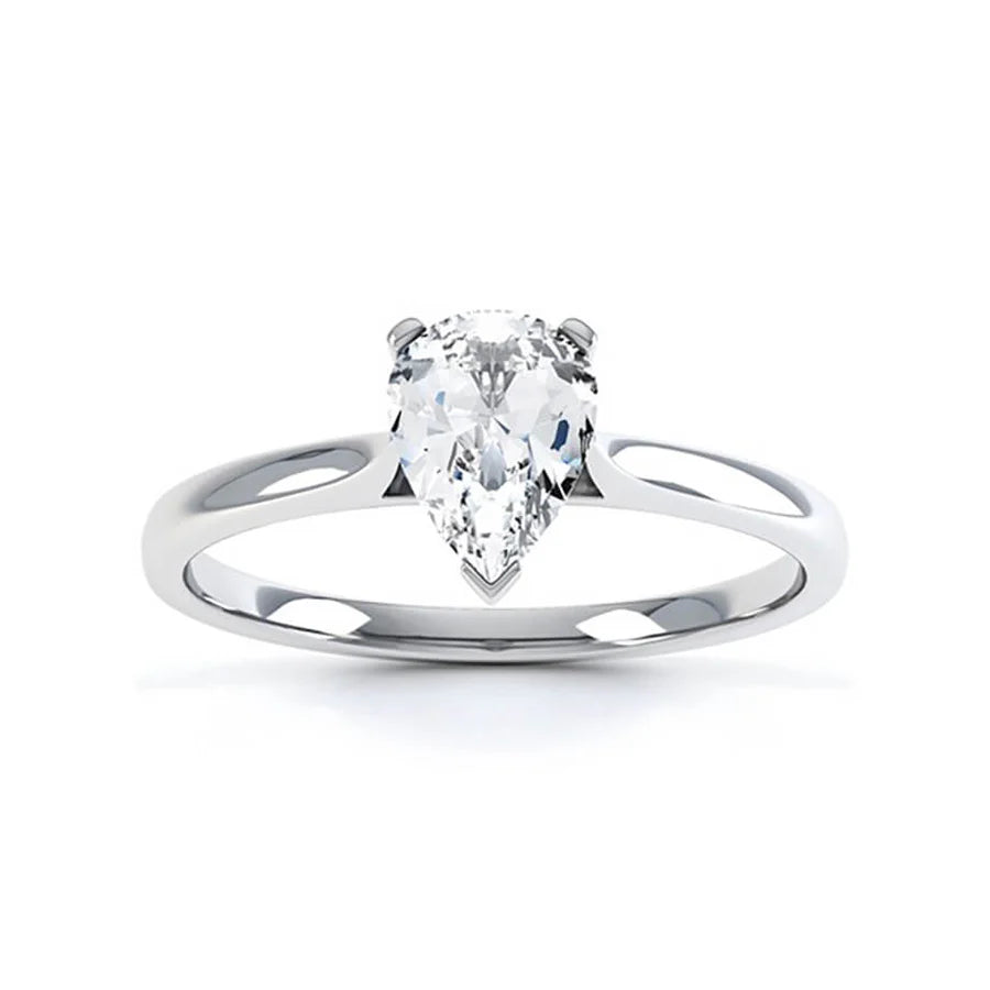 SLOANE - Pear Lab Diamond 18k White Gold Petite Solitaire