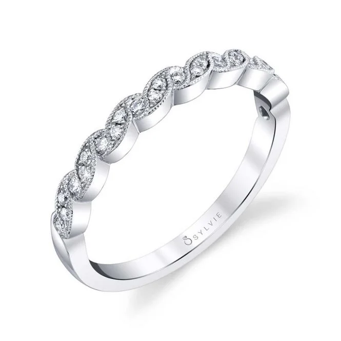 Sylvie 14K White Gold .14ctw Diamond Vintage Style Band (91475)