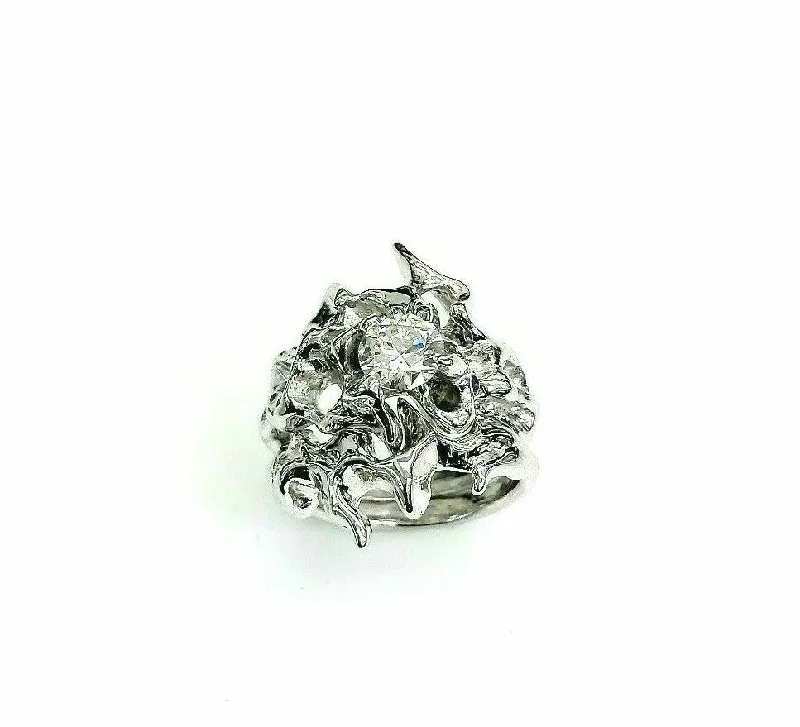 Vintage 1.01 Carats t.w. Diamond Wedding Set 14K White Gold 0.56 Carat 1970's