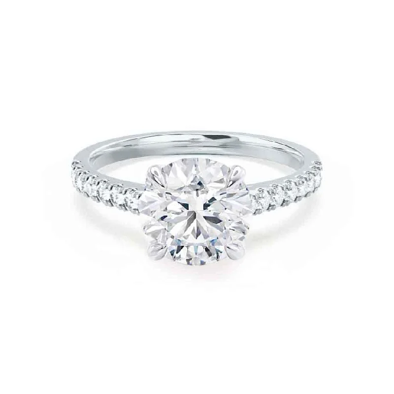 VIOLA - Round Moissanite & Diamond 18k White Gold Shoulder Set Ring