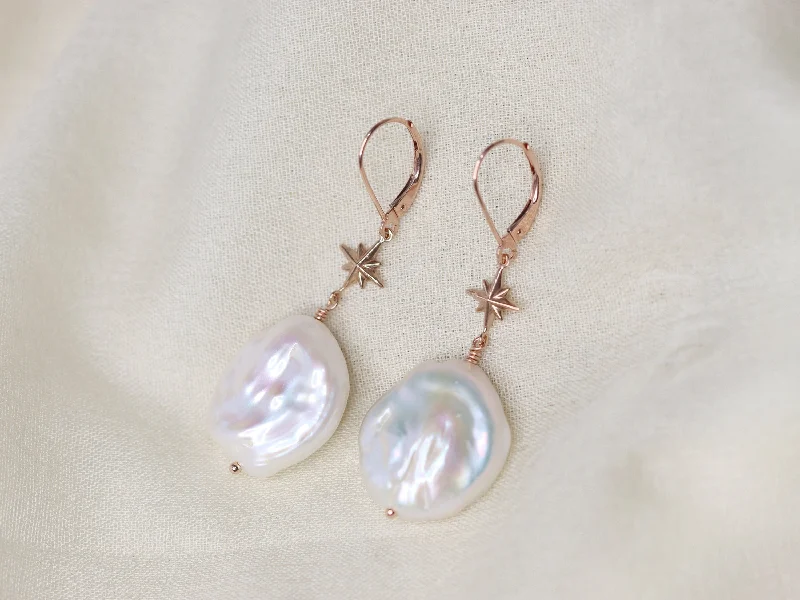 Celestial Baroque Pearl Earrings, Large Pearl Earrings, Wedding Earrings, Baroque Pearl Earrings, June Birthstone, Gift for Bride, Bridal