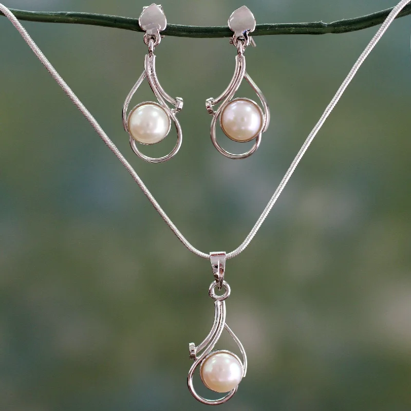 Pearl & Sterling Silver Bridal Jewelry Set